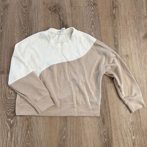 Two-Tone White and Tan Sweatshirt